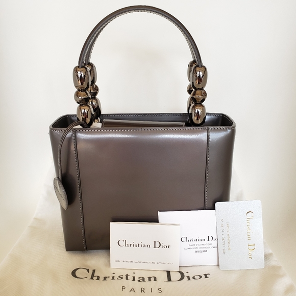 Christian Lady Dior Maris Pearl Grey Leather bag